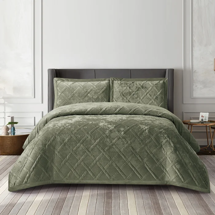 Zebra Casa Morena Çift Kişilik Yatak Örtüsü-Yeşil