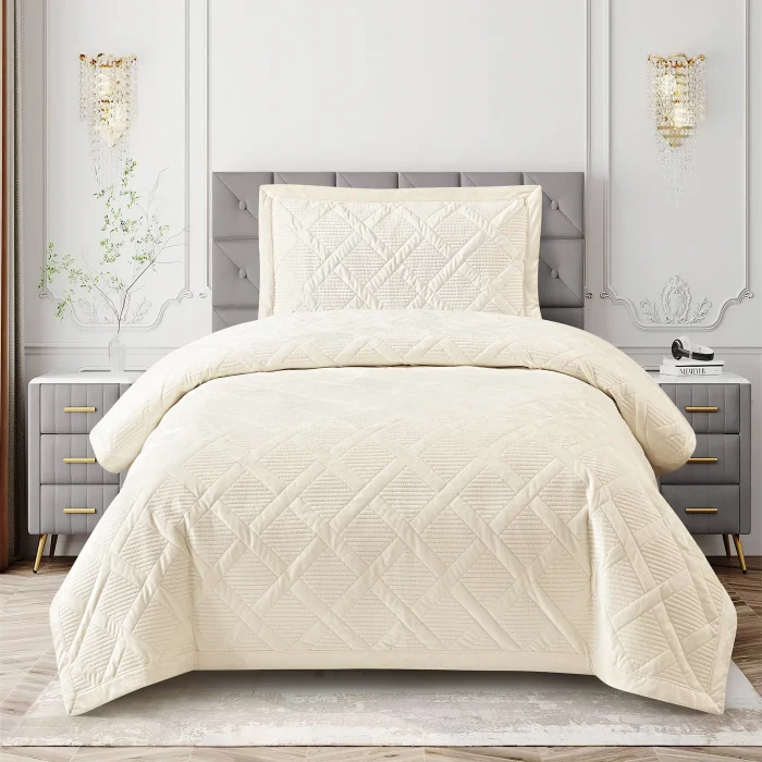 Zebra Casa Morena Tek Kişilik Yatak Örtüsü-Krem