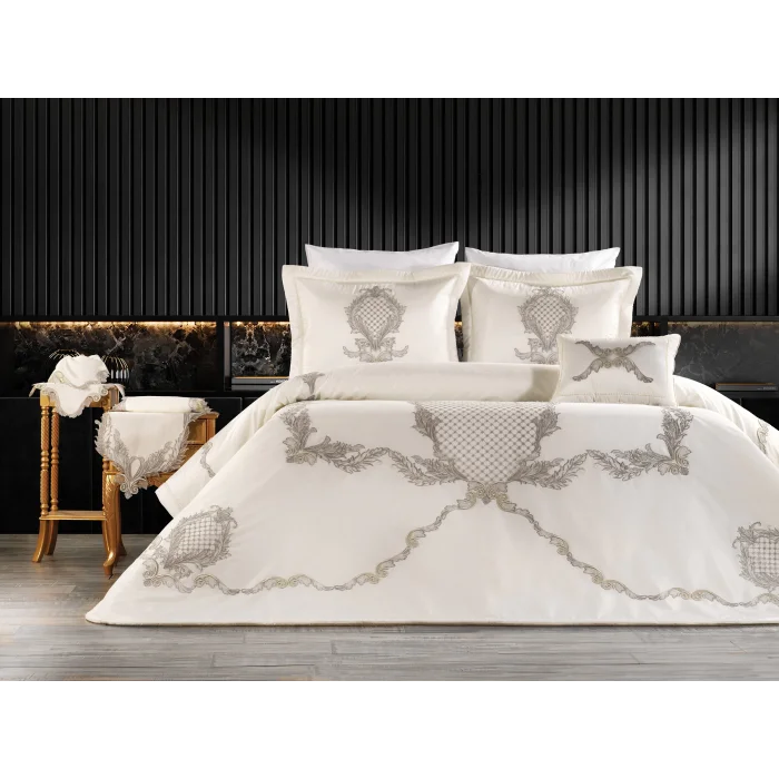 ZEBRA CASA ORNELLA 4 PARÇA YATAK ÖRTÜSÜ-EKRU/SİLVER