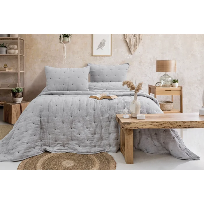 Zebra Casa Rita Çift Kişilik Yatak Örtüsü-Gri