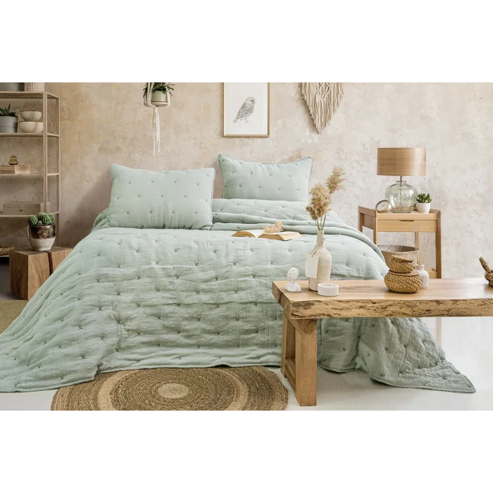 Zebra Casa Rita Tek Kişilik Yatak Örtüsü-Mint