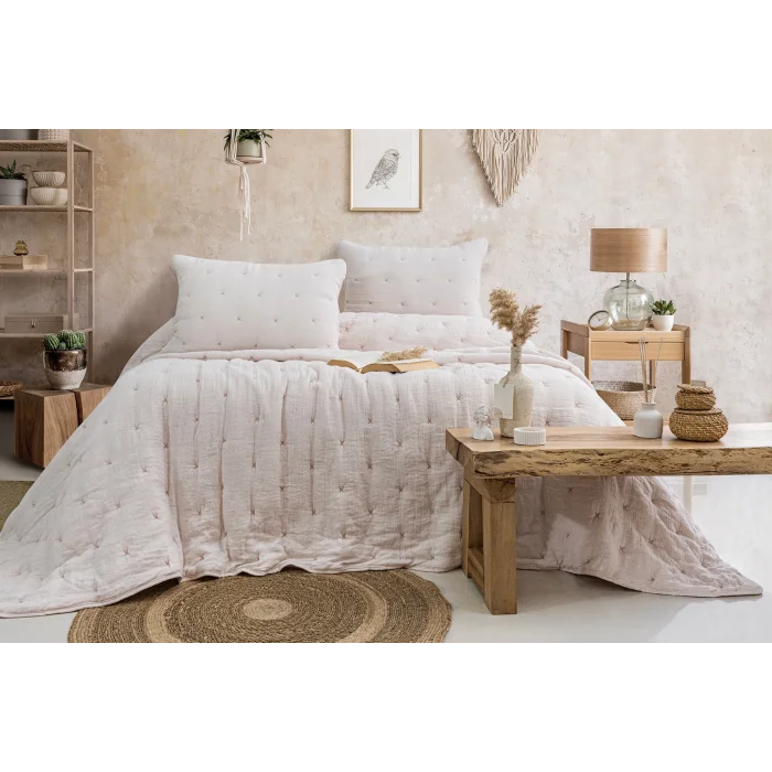 Zebra Casa Rita Tek Kişilik Yatak Örtüsü-Pudra