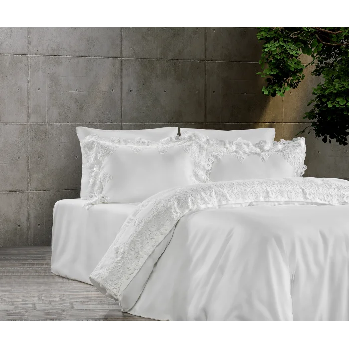 Zebra Casa Rosarıa 6 Parça Çift Kişilik Dantelli Nevresim Takımı-Krem