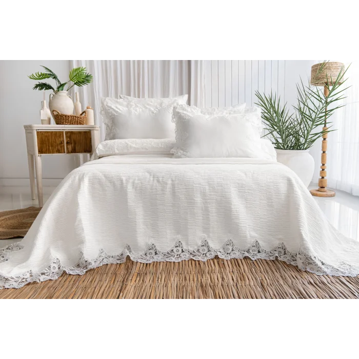 Zebra Casa Rosaria 7 Parça Nevresimli Pike Set-Krem