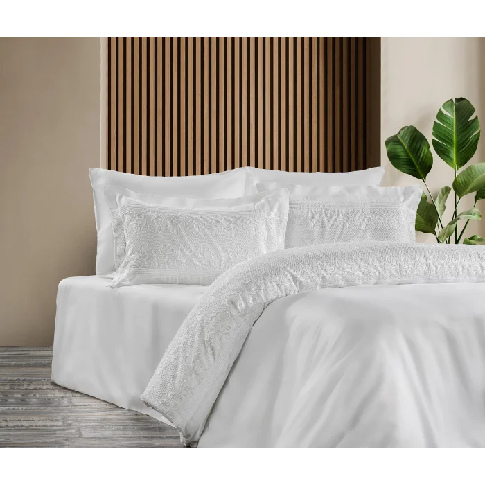 Zebra Casa Solea 6 Parça Çift Kişilik Dantelli Nevresim Takımı-Krem