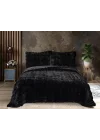 Zebra Casa Bonny Kürk Yatak Örtüsü Çift Kişilik-Siyah