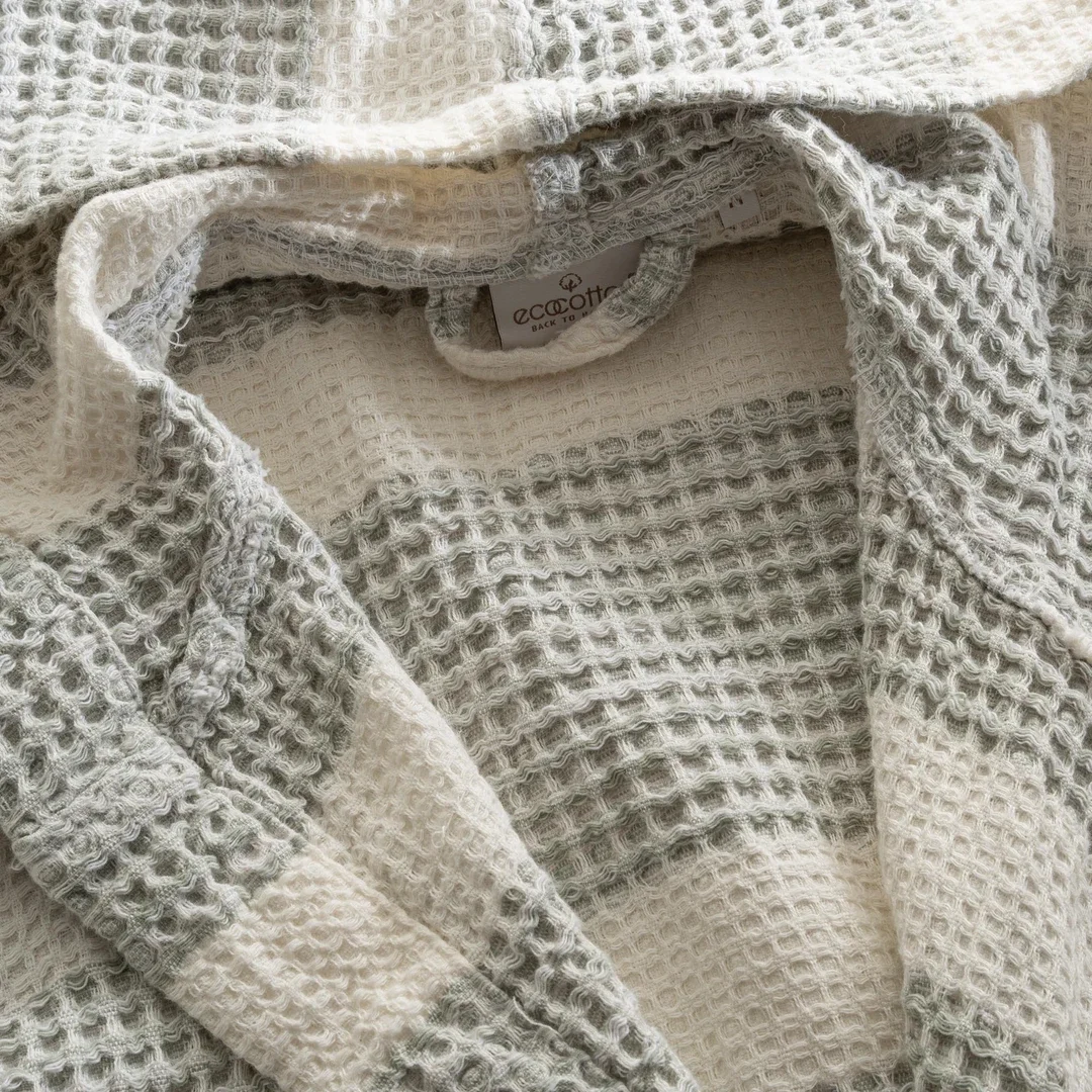 EcoCotton İkra Peştemal Erkek Bornoz %100 Organik Pamuk Jakarlı-Haki/L