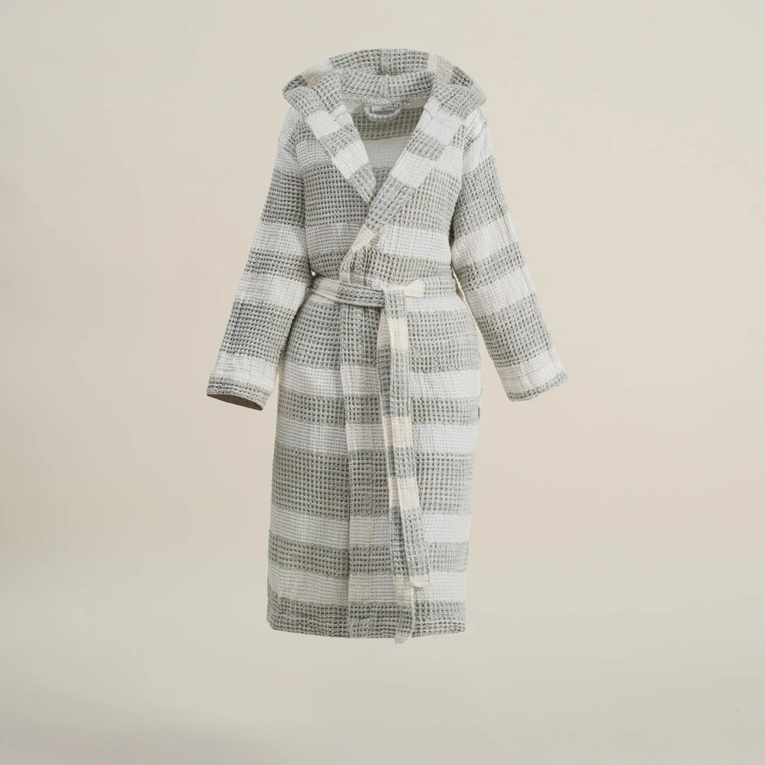 EcoCotton İkra Peştemal Kadın Bornoz %100 Organik Pamuk Jakarlı-Haki/M