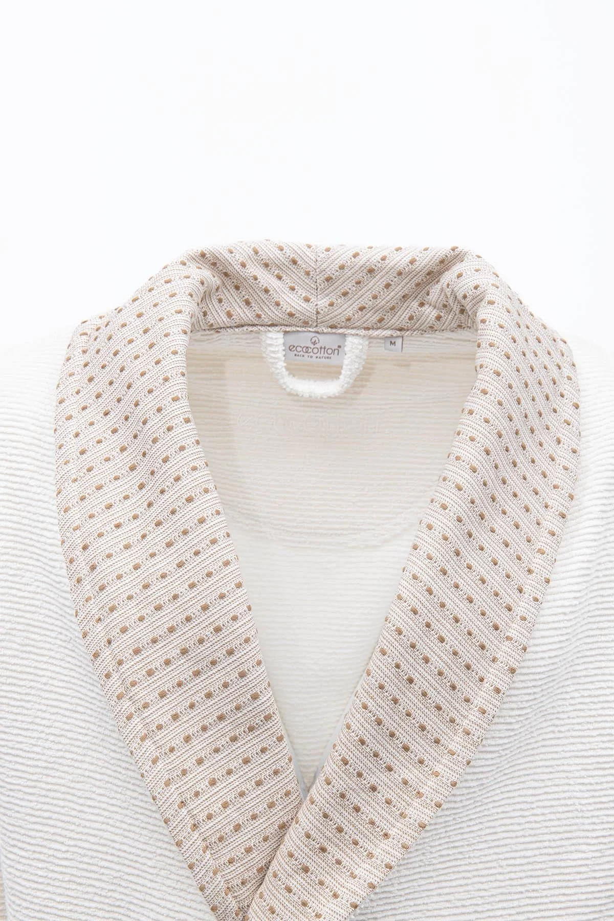 EcoCotton İzgi Erkek Bornoz %100 Organik Pamuk Jakarlı-Bej/Medium