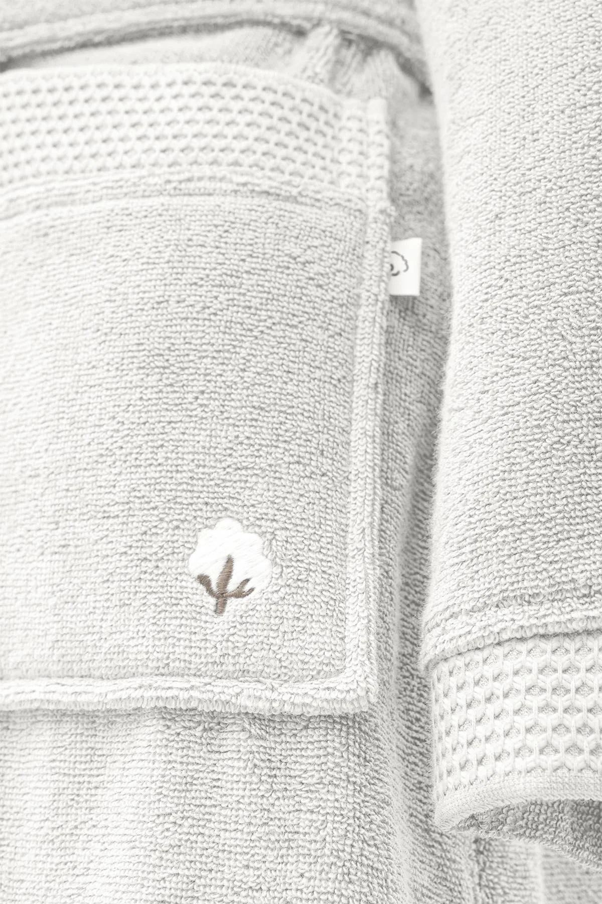 EcoCotton Pure Cotton Kadın  Bornoz %100 Organik Pamuk Nakışlı-Krem/M