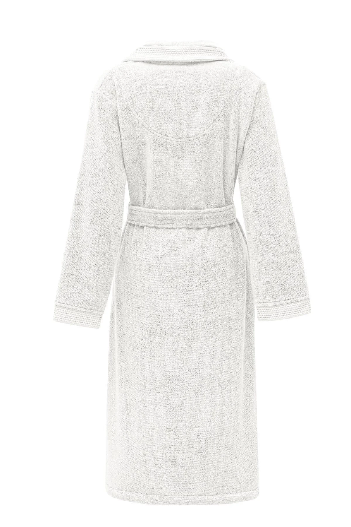 EcoCotton Pure Cotton Kadın  Bornoz %100 Organik Pamuk Nakışlı-Krem/M