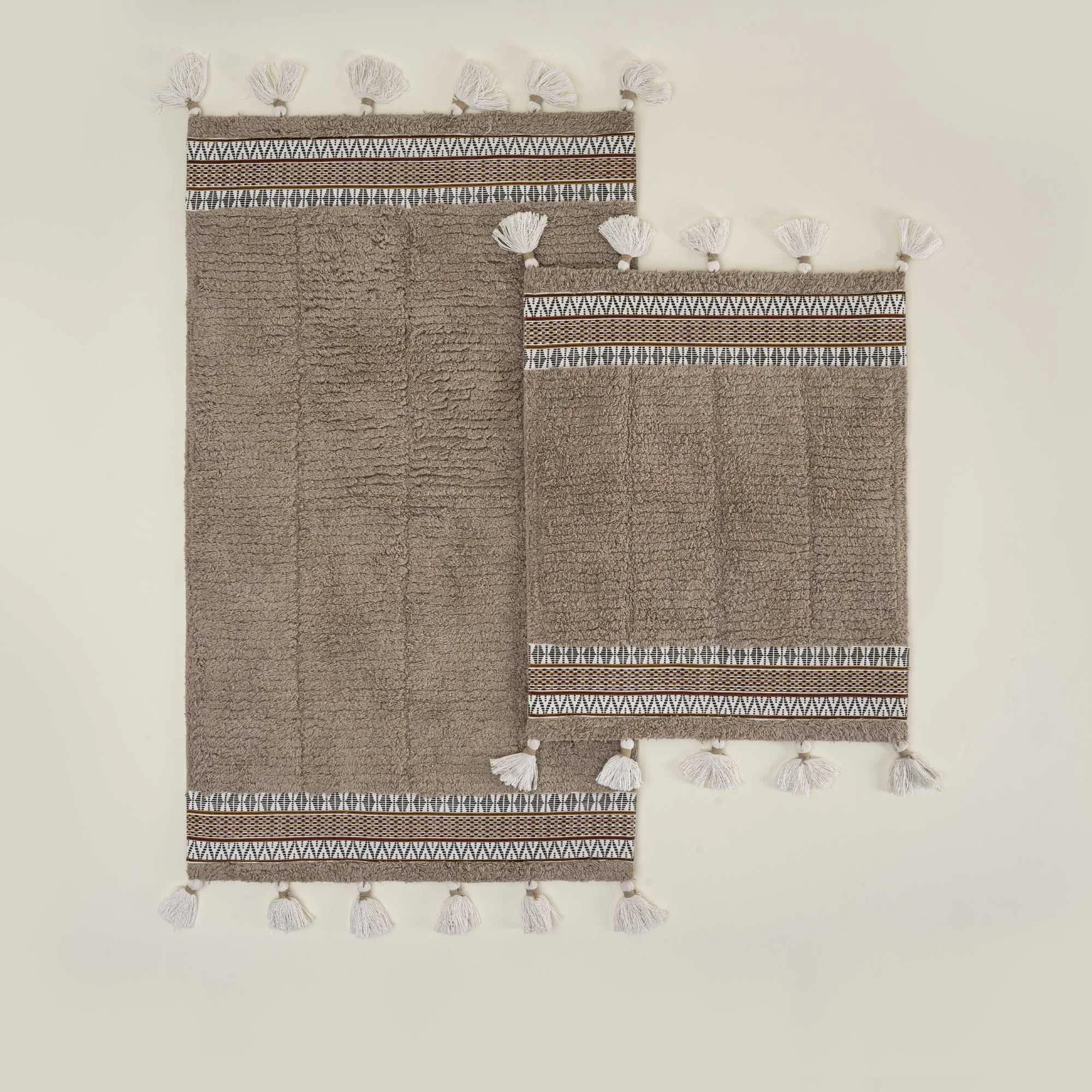 EcoCotton Rita 2Li Banyo Paspas Seti %100 Karde Pamuk-Bej 40x60/60x90