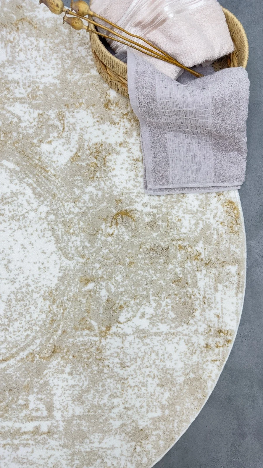 Zebra Casa Anna Yuvarlak 120Cm Paspas-Ekru/Latte