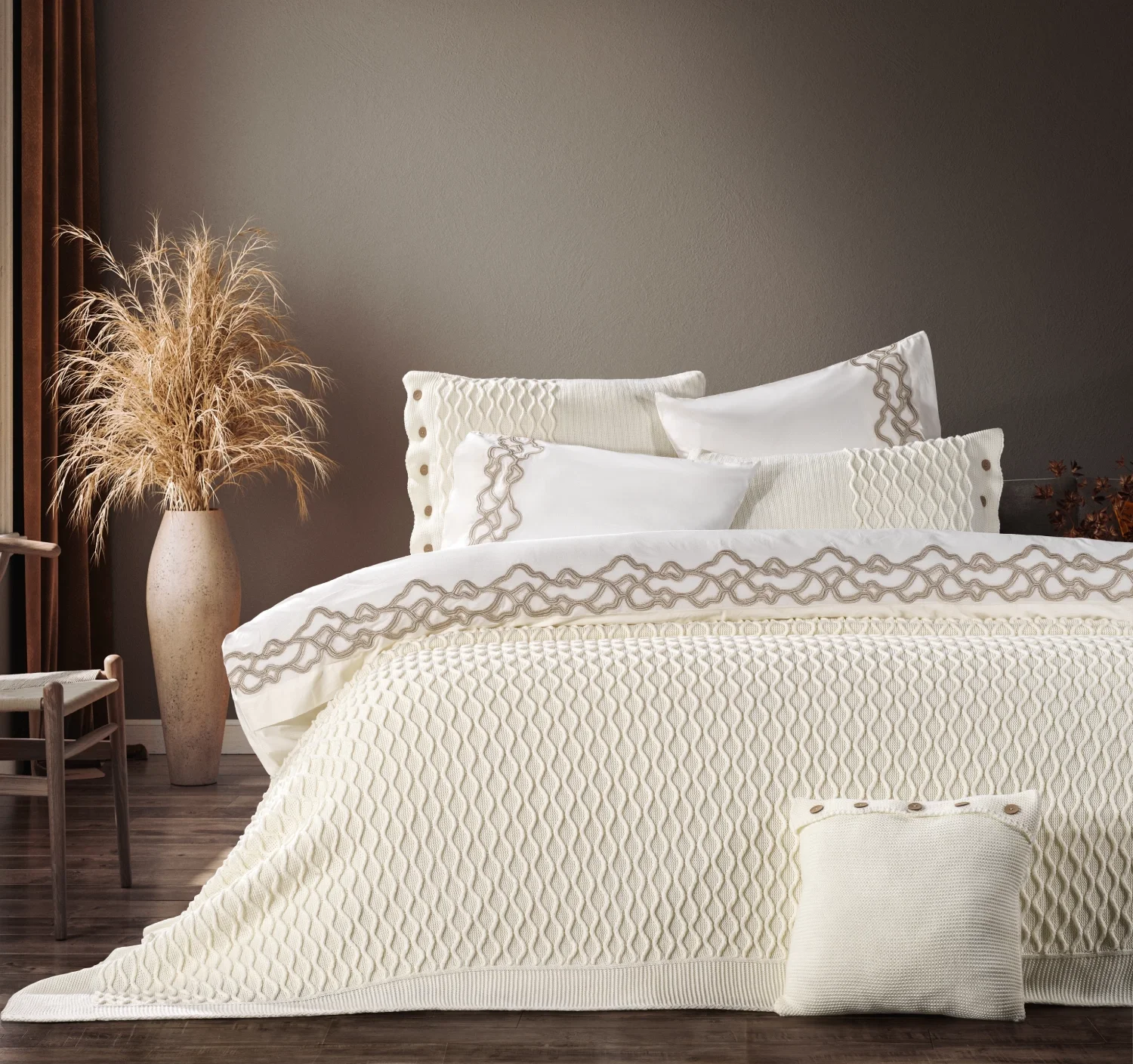 Zebra Casa Asos 10 Parça Triko Yatak Seti-Krem