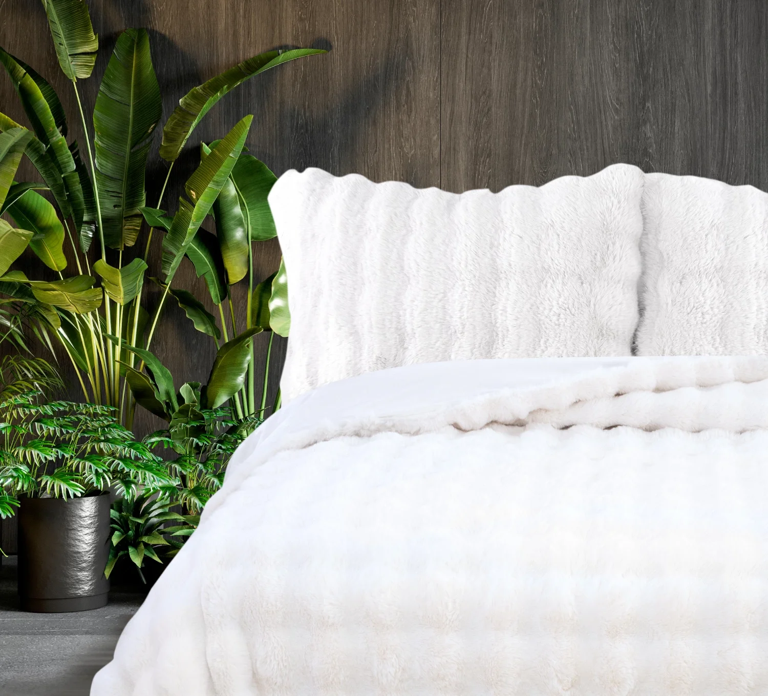 Zebra Casa Bonny Kürk Yatak Örtüsü Çift Kişilik-Krem