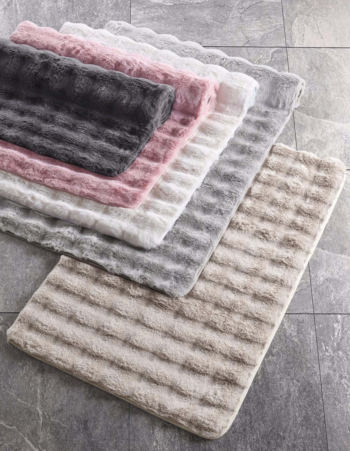 Zebra Casa Bonny Tavşan Tüyü Tekli Paspas Takımı-Vizon 80x150