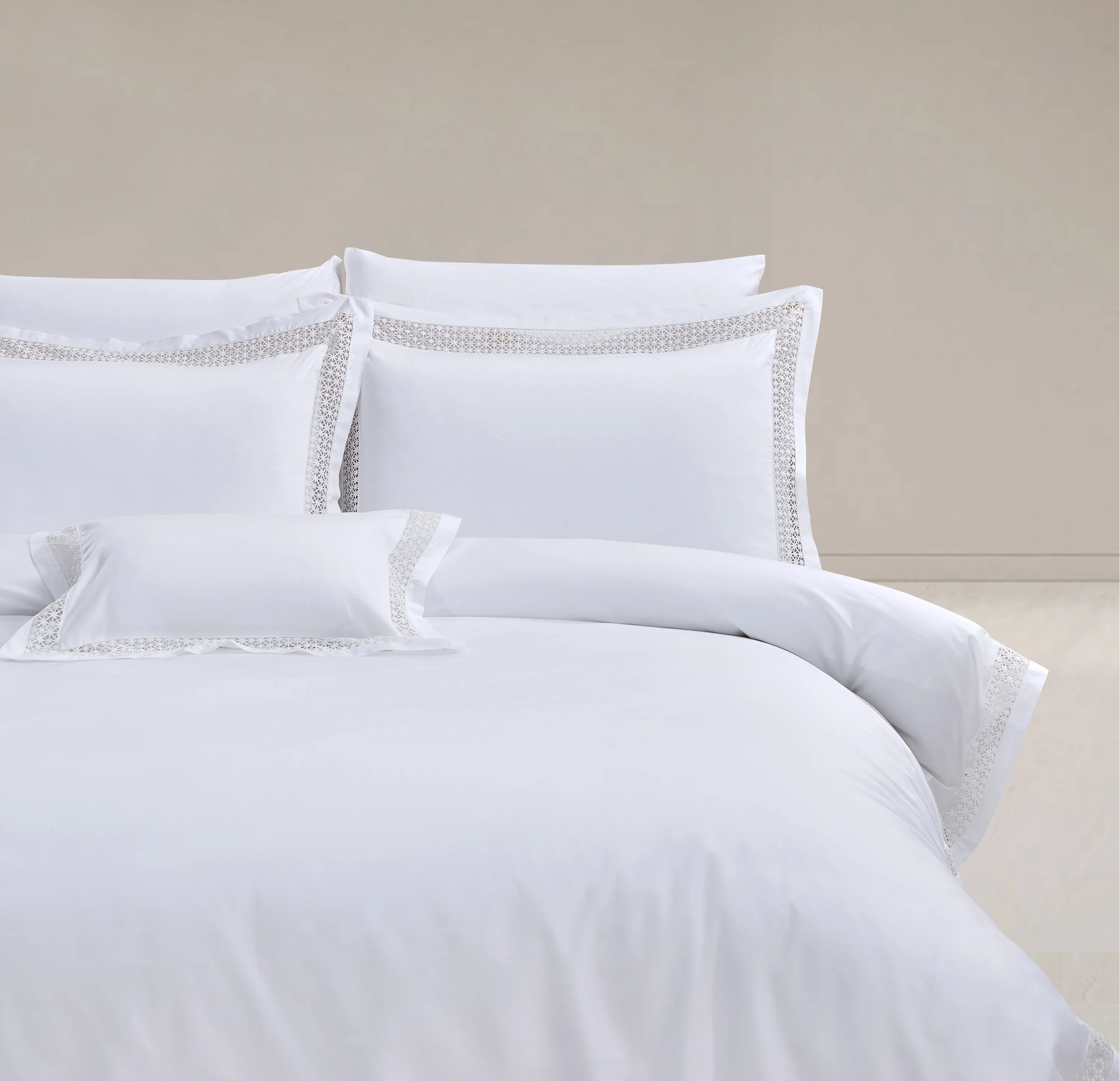 Zebra Casa Carına 7 Parça Çift Kişilik Luxury Dantelli Nevresim Takımı-Krem 400Tc