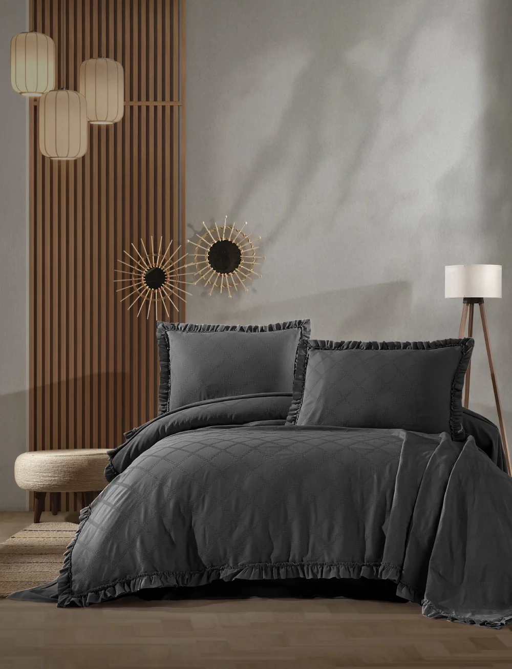 Zebra Casa Carla 4 Parça Pike Takımı Çift Kişilik-Antrasit