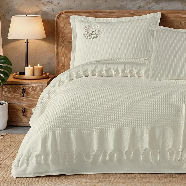 Zebra Casa Daisy Pike Takımı Çift Kişilik-Krem