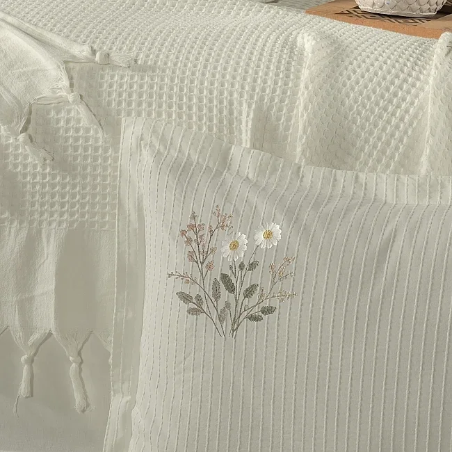 Zebra Casa Daisy Pike Takımı Çift Kişilik-Krem