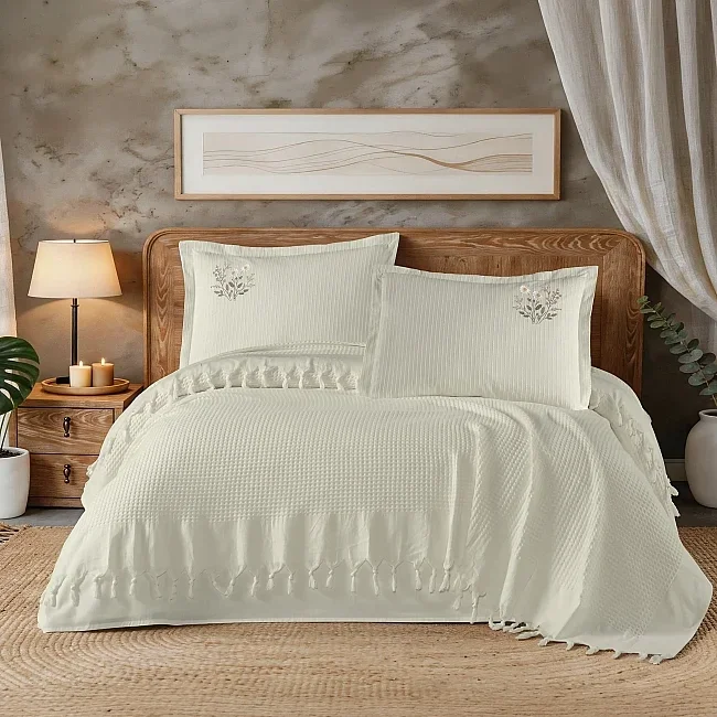 Zebra Casa Daisy Pike Takımı Çift Kişilik-Krem