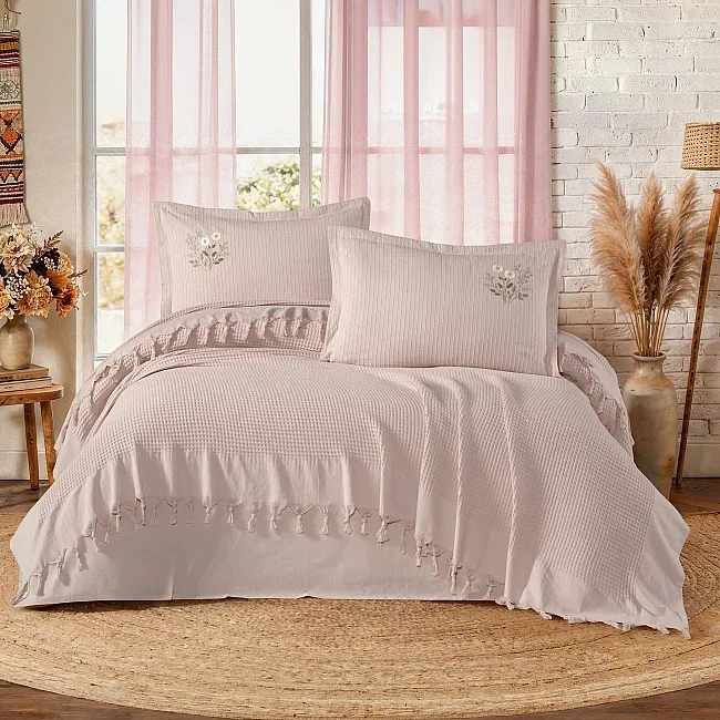 Zebra Casa Daisy Pike Takımı Çift Kişilik-Pudra
