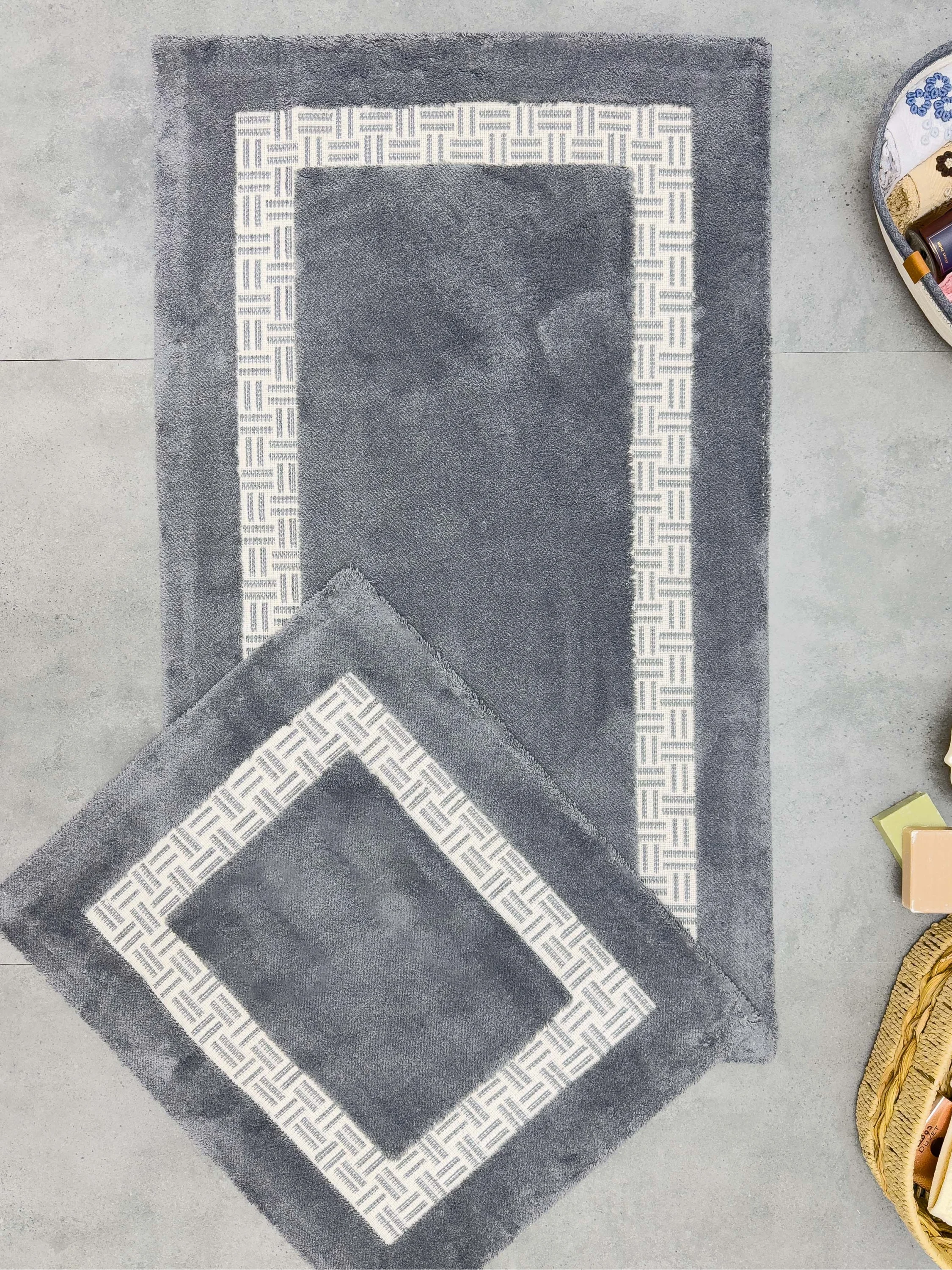 Zebra Casa Darkes 2Li Pamuk Paspas Seti-Açık Gri