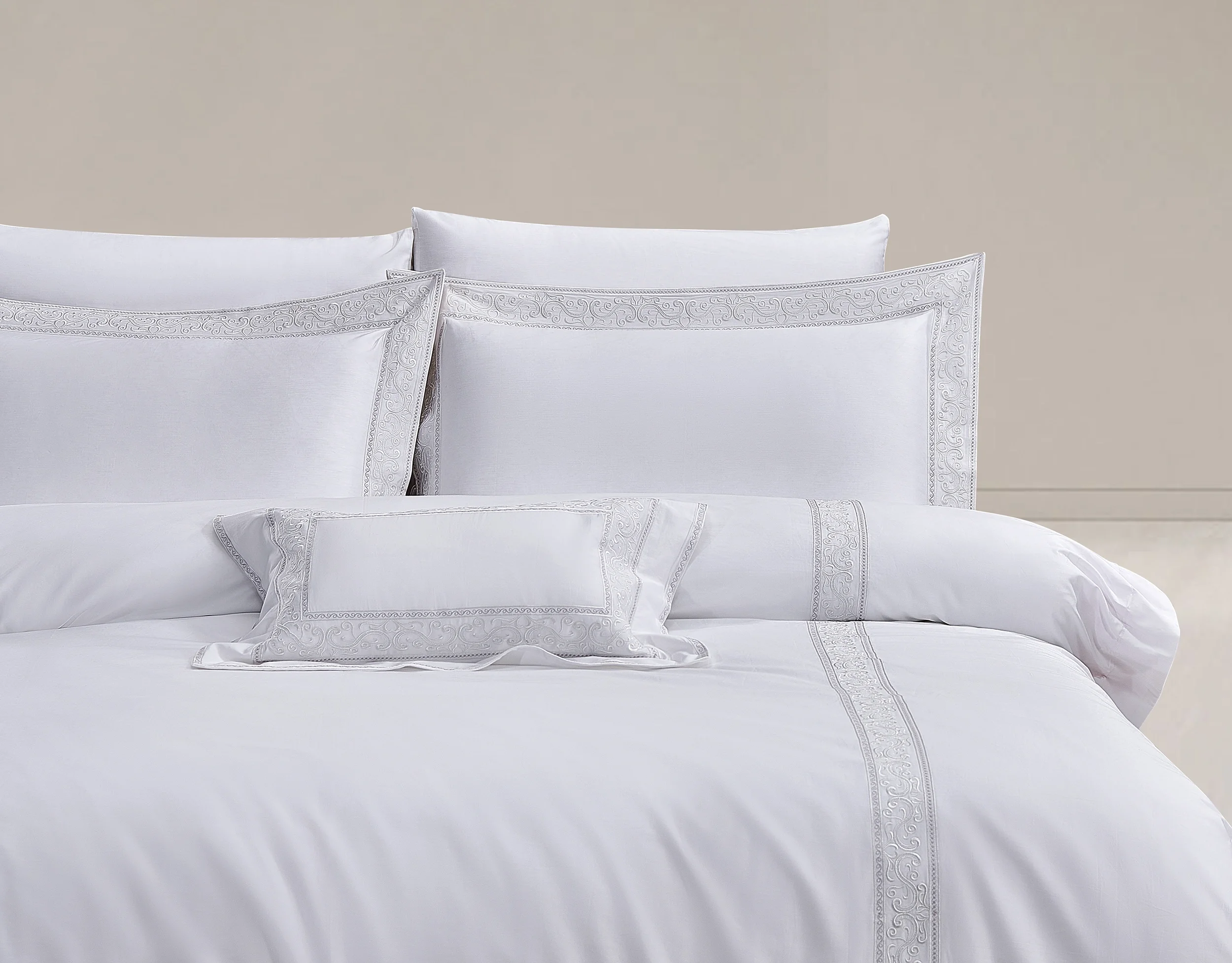 Zebra Casa Drew 7 Parça Çift Kişilik Luxury Dantelli Nevresim Takımı-Krem 400Tc