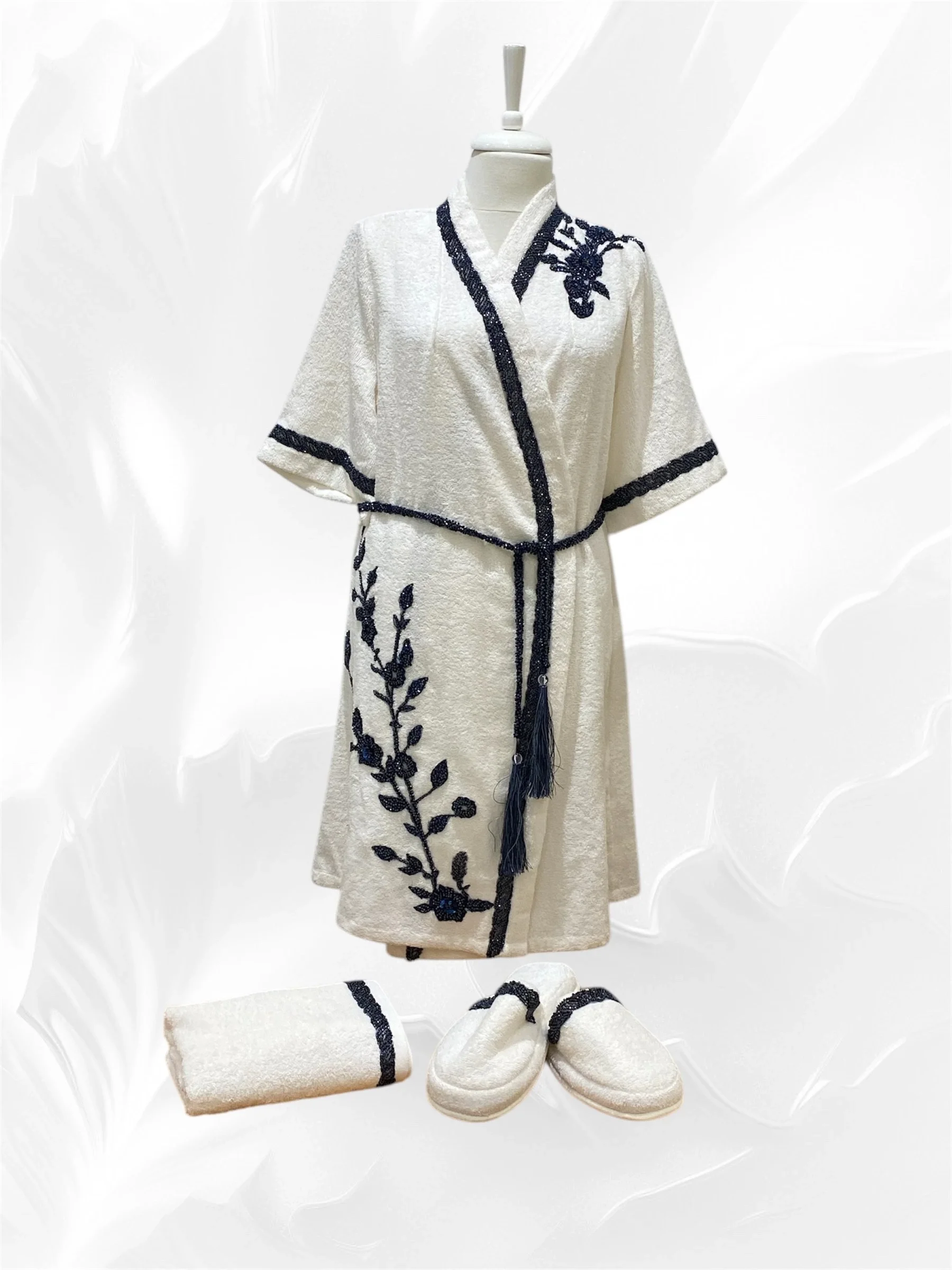 Zebra Casa Elenor Balayı Bornoz Seti-Lacivert