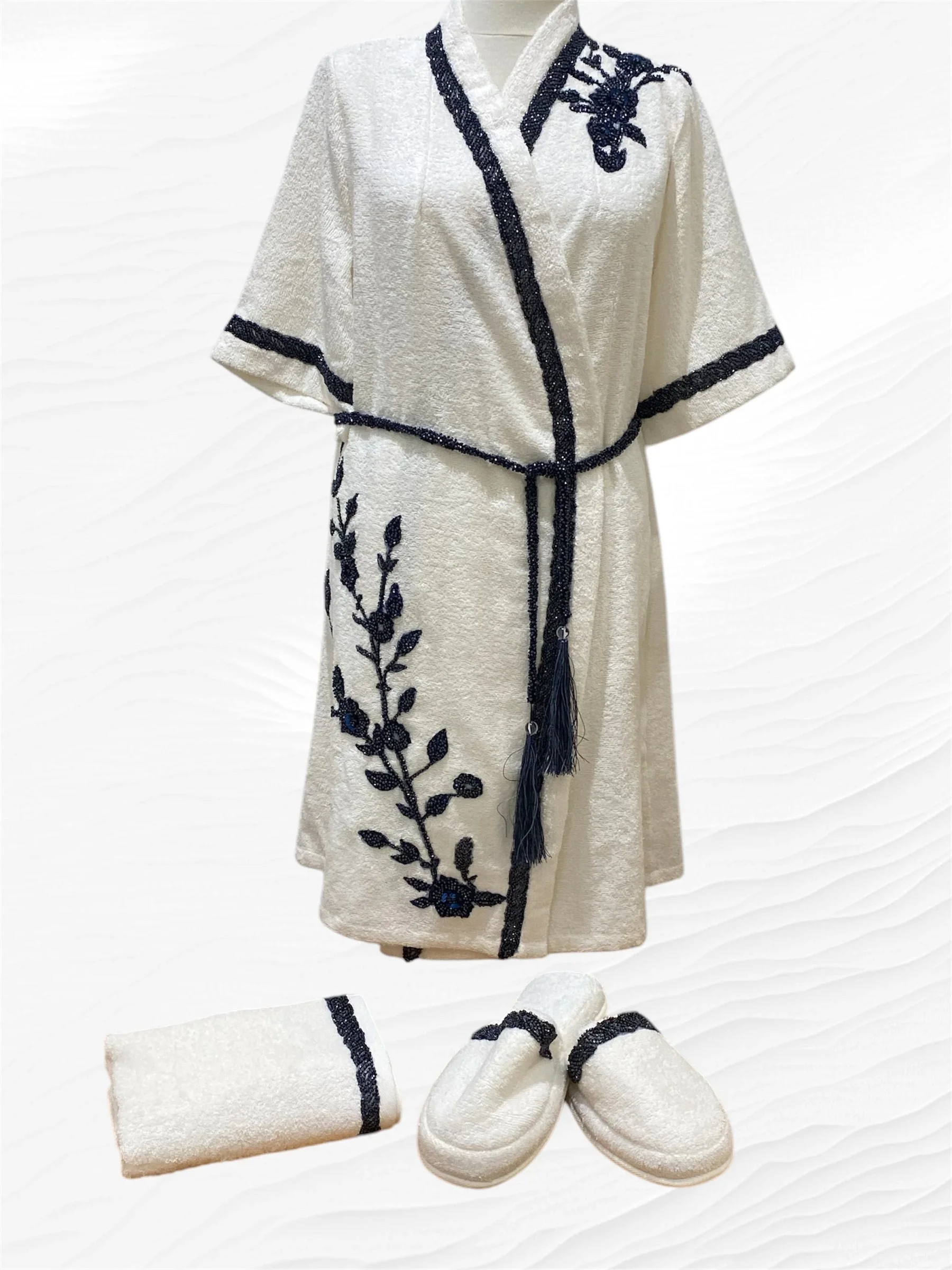 Zebra Casa Elenor Balayı Bornoz Seti-Lacivert