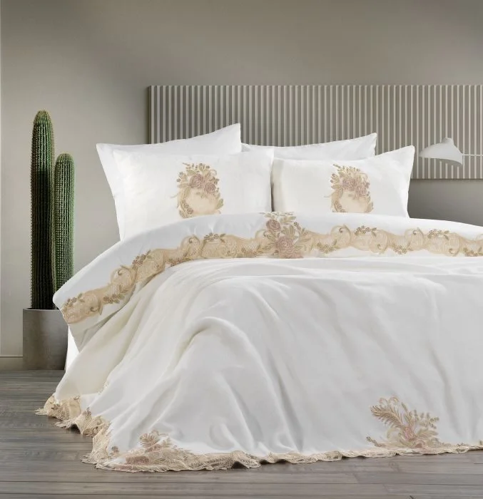 Zebra Casa Flora 11 Parça Çeyiz Seti-Krem/Capp.