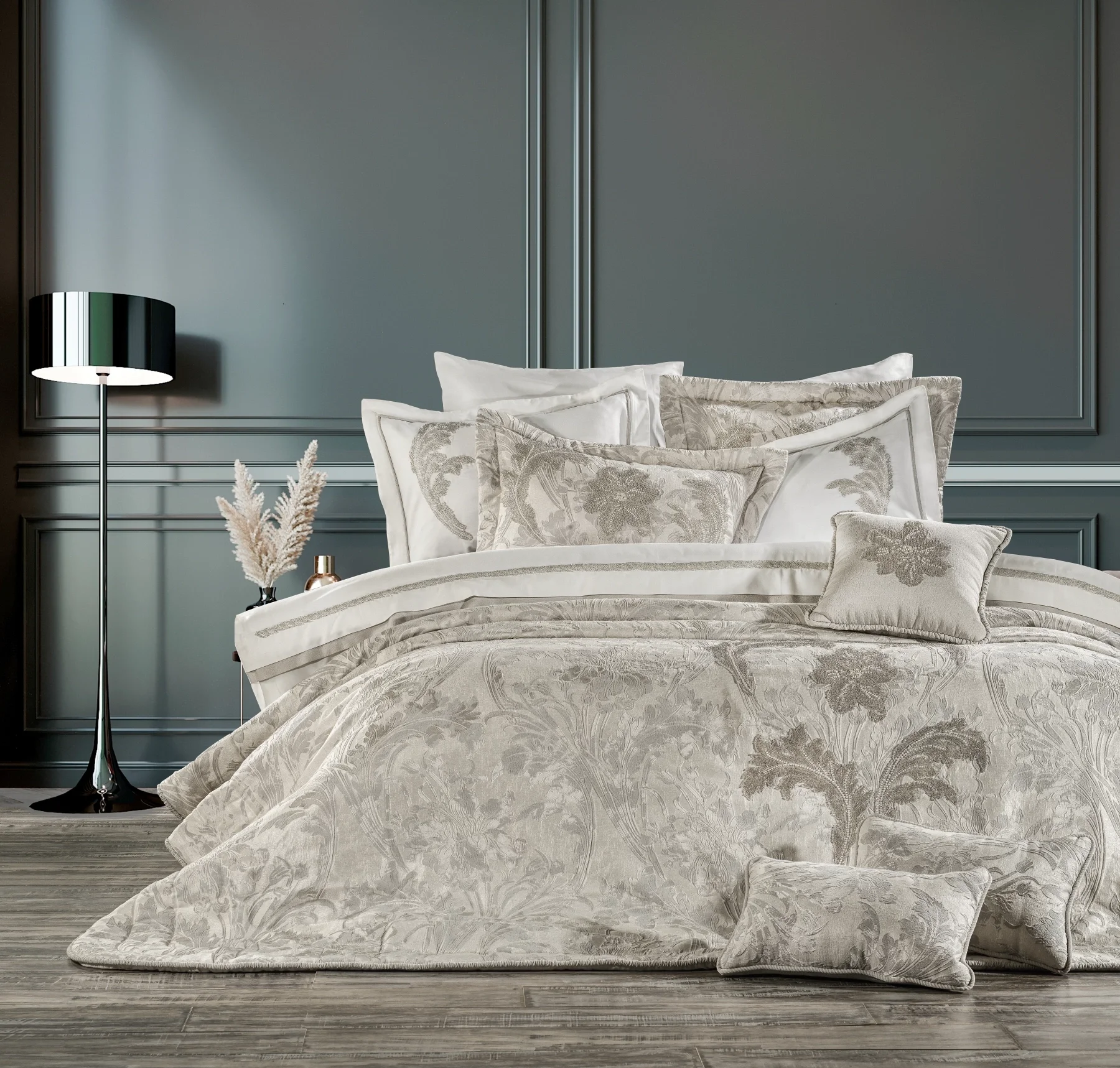 Zebra Casa Gisele 6 Parça Yatak Örtüsü-Krem/Gri