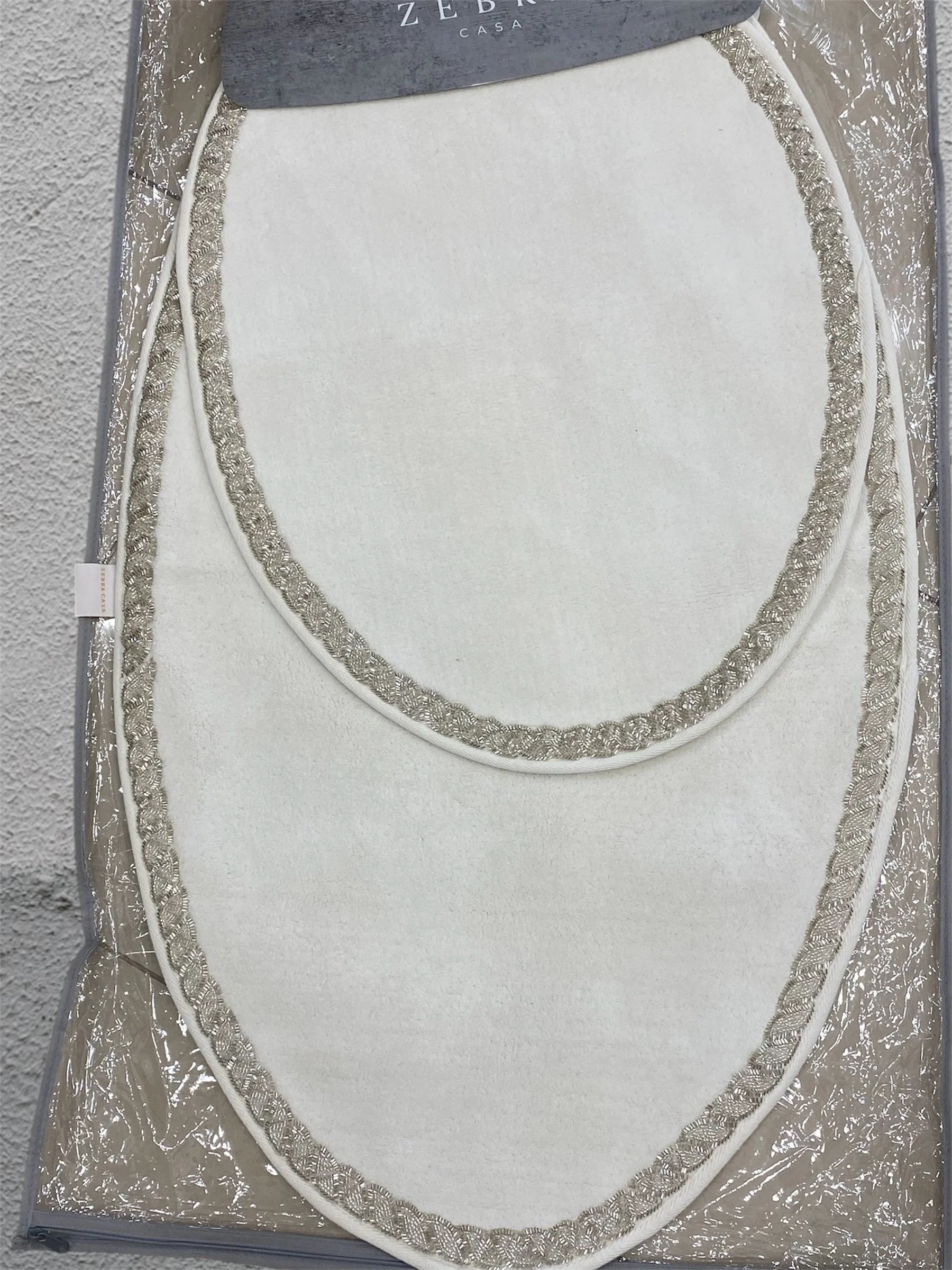 Zebra Casa Grace 2Li Oval Paspas Takımı-Krem/Krem