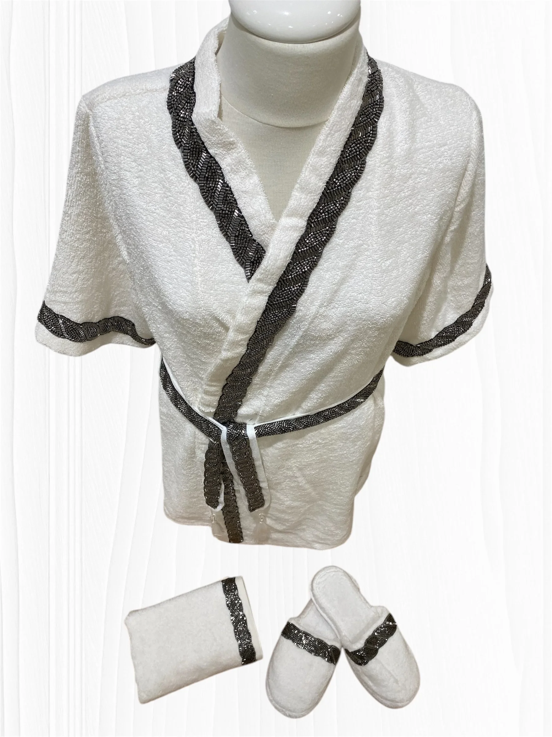 Zebra Casa Grace Balayı Bornoz Seti-Antrasit