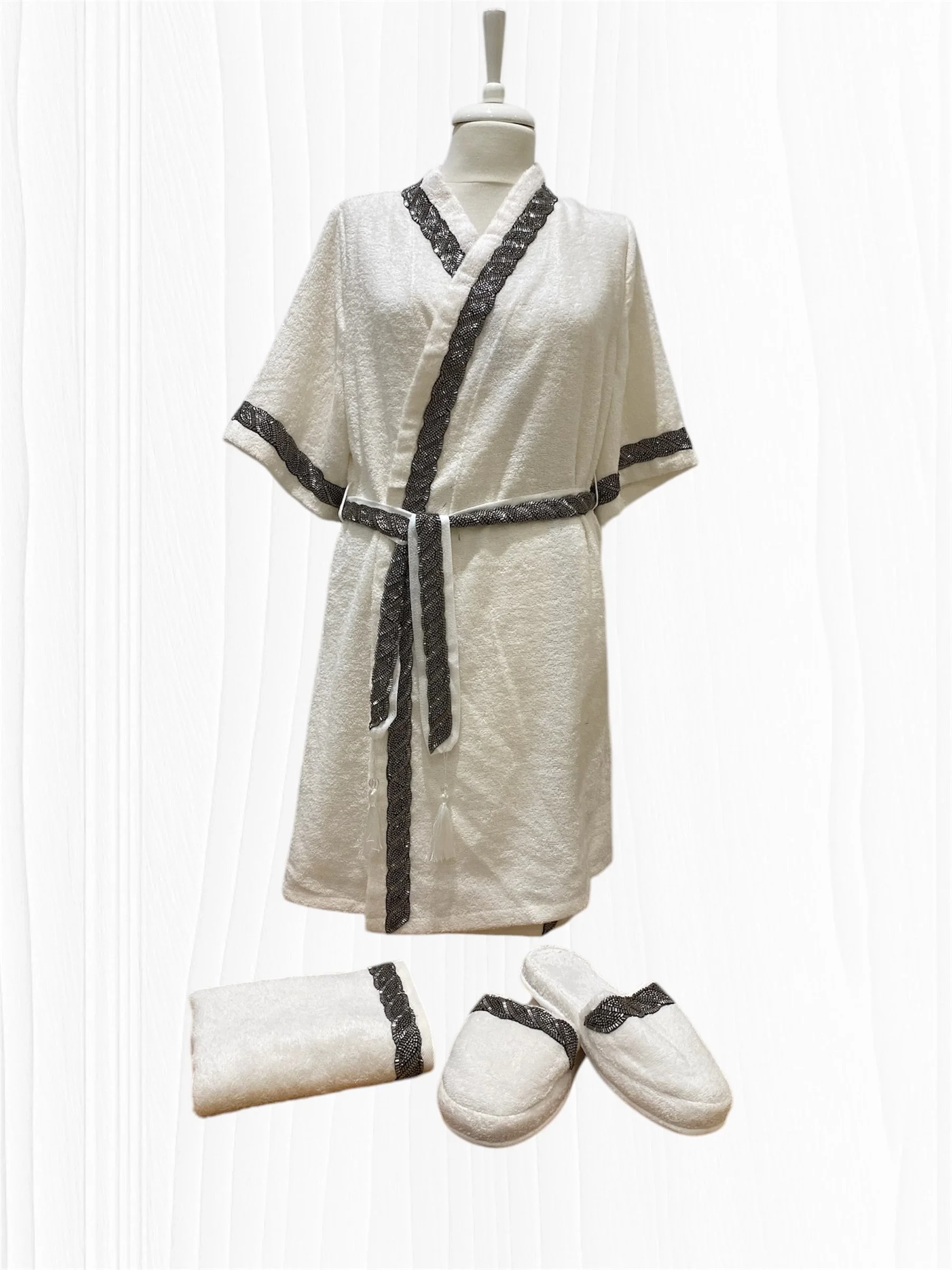 Zebra Casa Grace Balayı Bornoz Seti-Antrasit