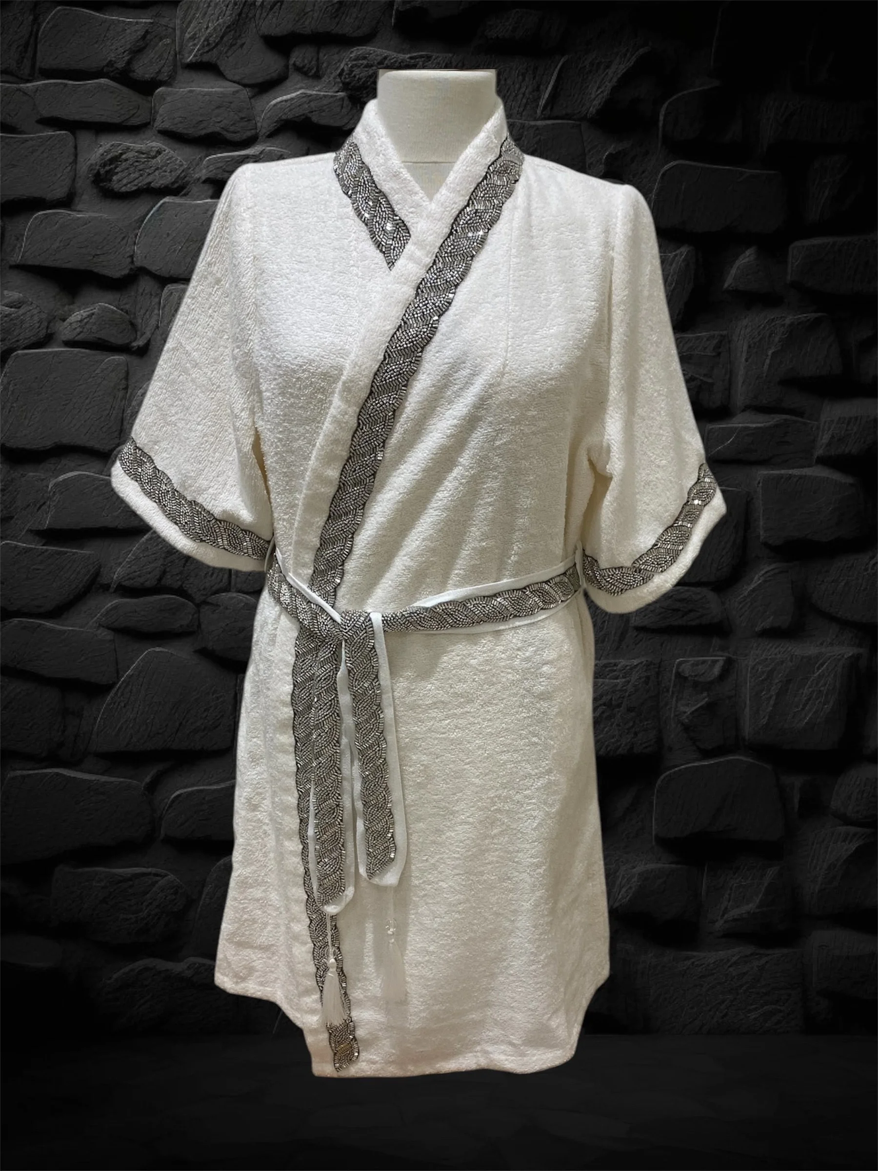 Zebra Casa Grace Balayı Bornoz Seti-Gri