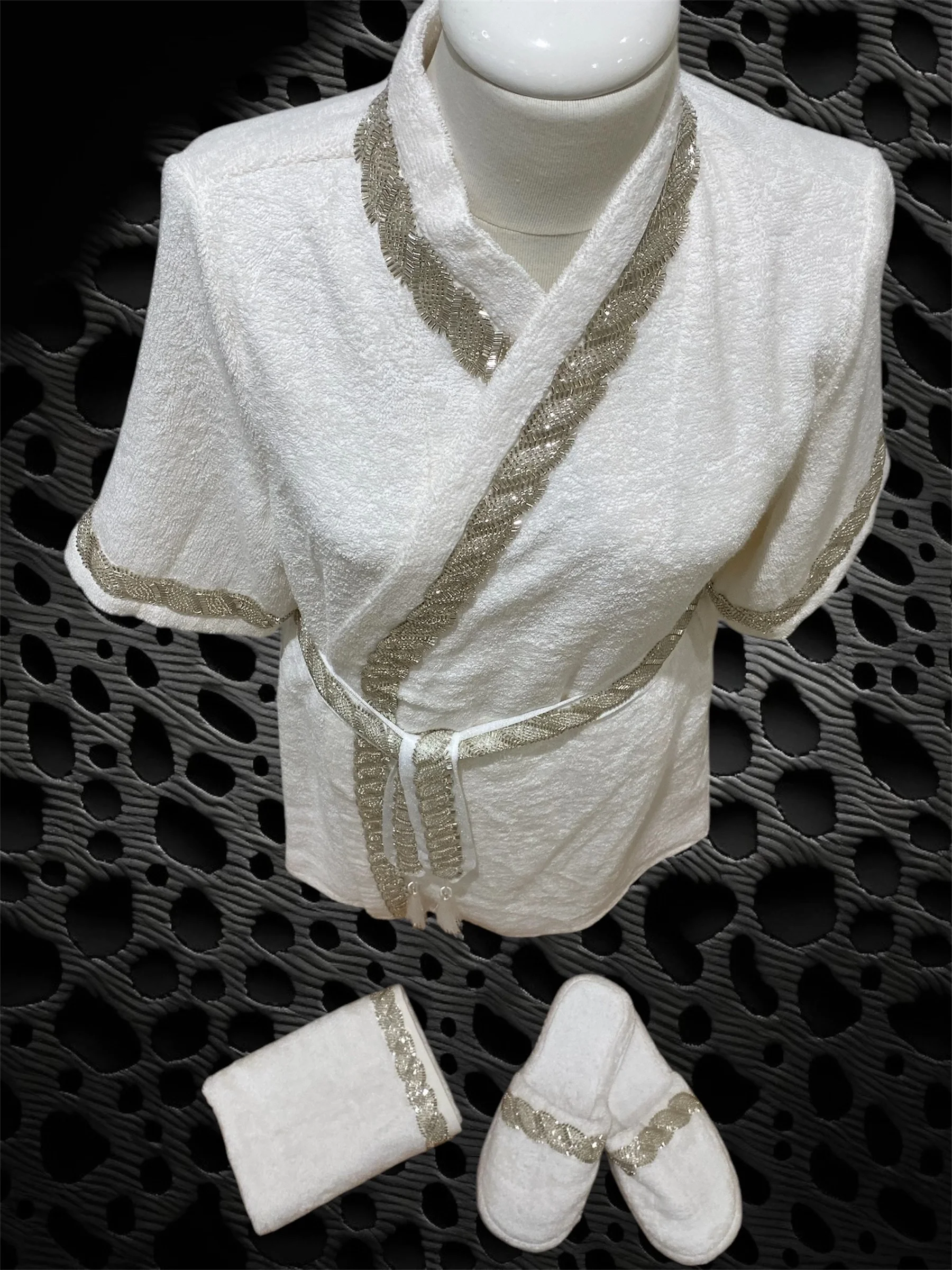 Zebra Casa Grace Balayı Bornoz Seti-Krem