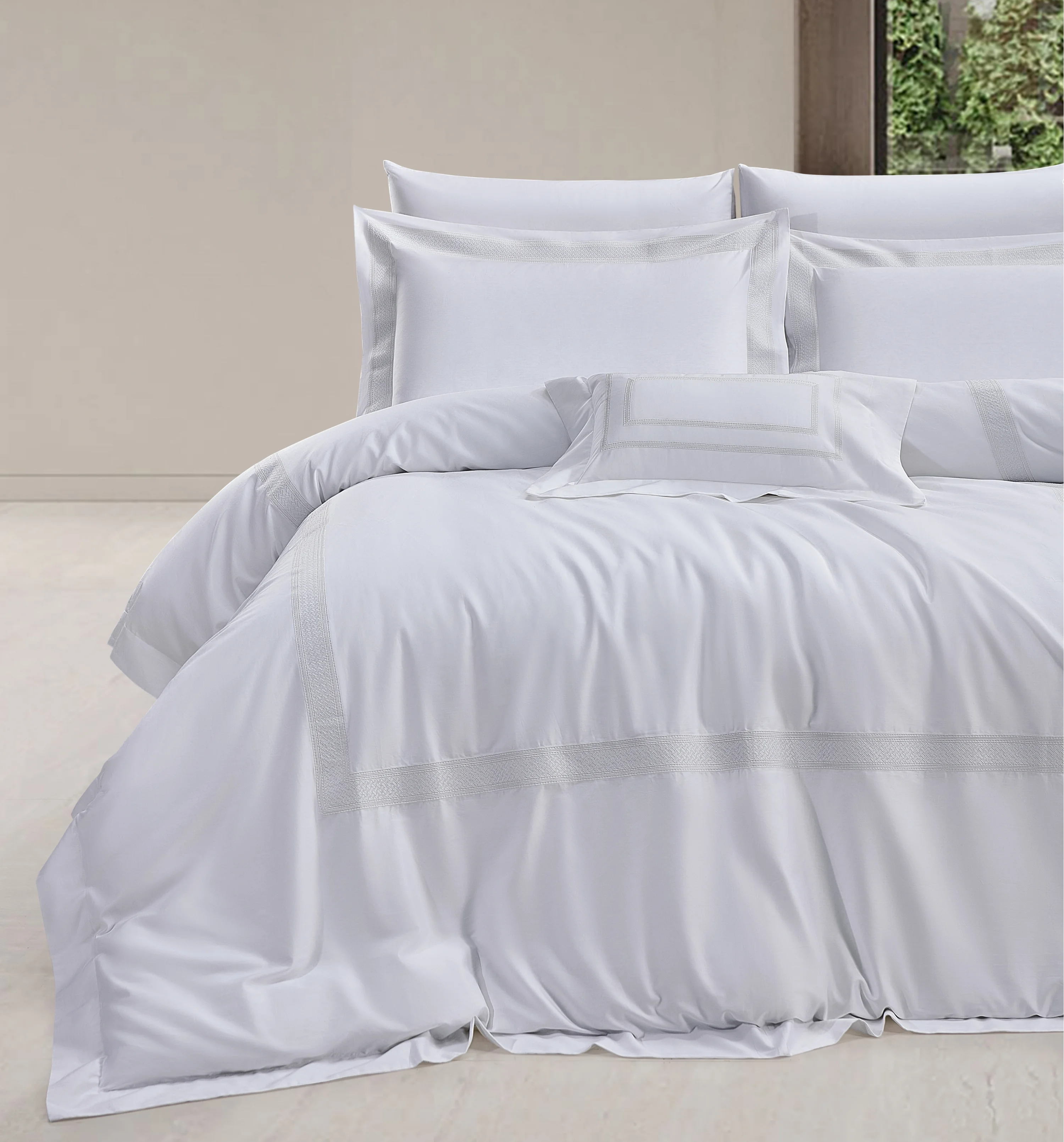 Zebra Casa Hilda 7 Parça Çift Kişilik Luxury Dantelli Nevresim Takımı-Krem 400Tc