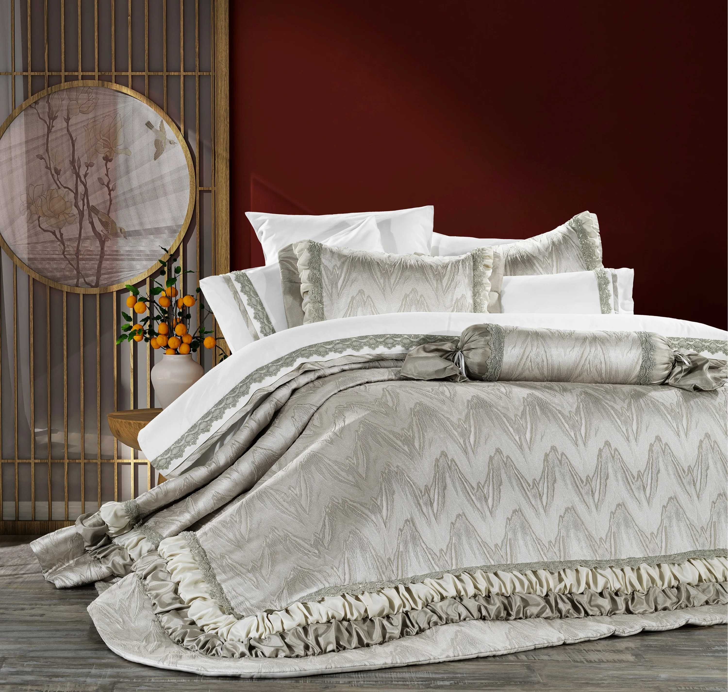 Zebra Casa Holly 4 Parça Yatak Örtüsü-Bej