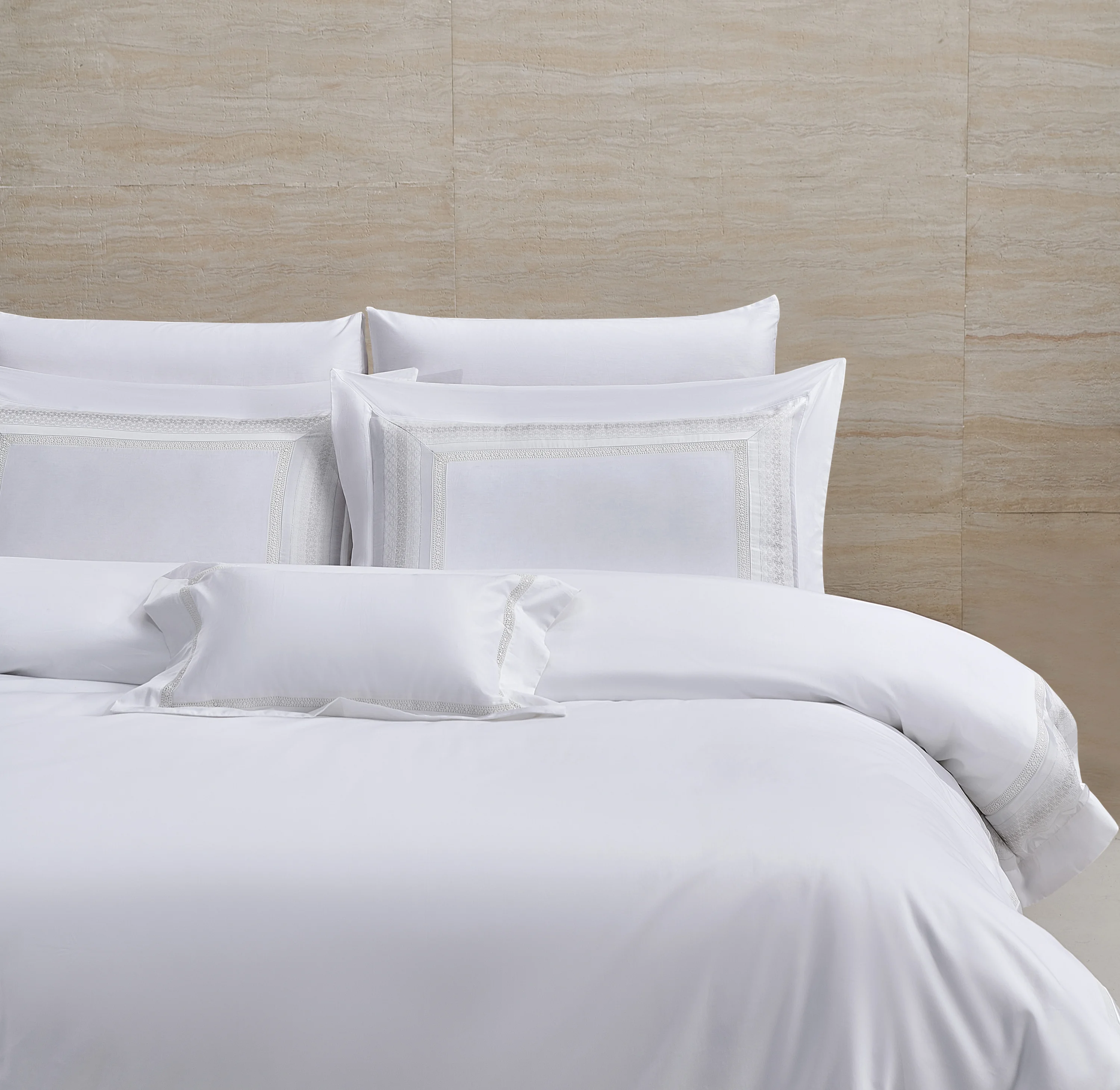 Zebra Casa Idella 7 Parça Çift Kişilik Luxury Dantelli Nevresim Takımı-Krem 400Tc