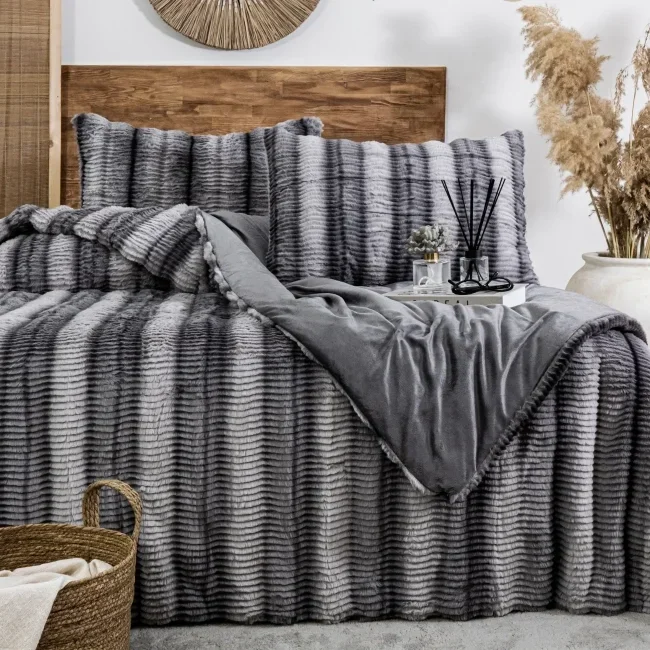 Zebra Casa Jenny 3 Parça Comforter Set-Antrasit