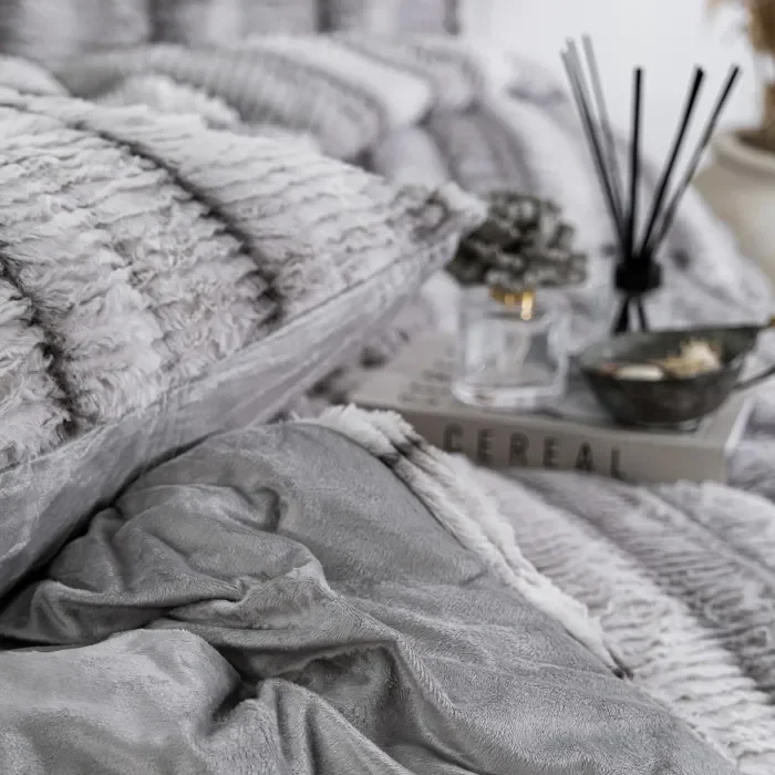 Zebra Casa Jenny 3 Parça Comforter Set-Gri