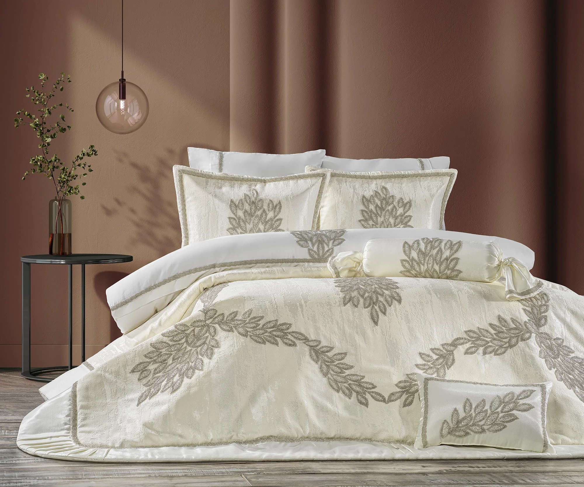 Zebra Casa Karen 5 Parça Yatak Örtüsü-Krem