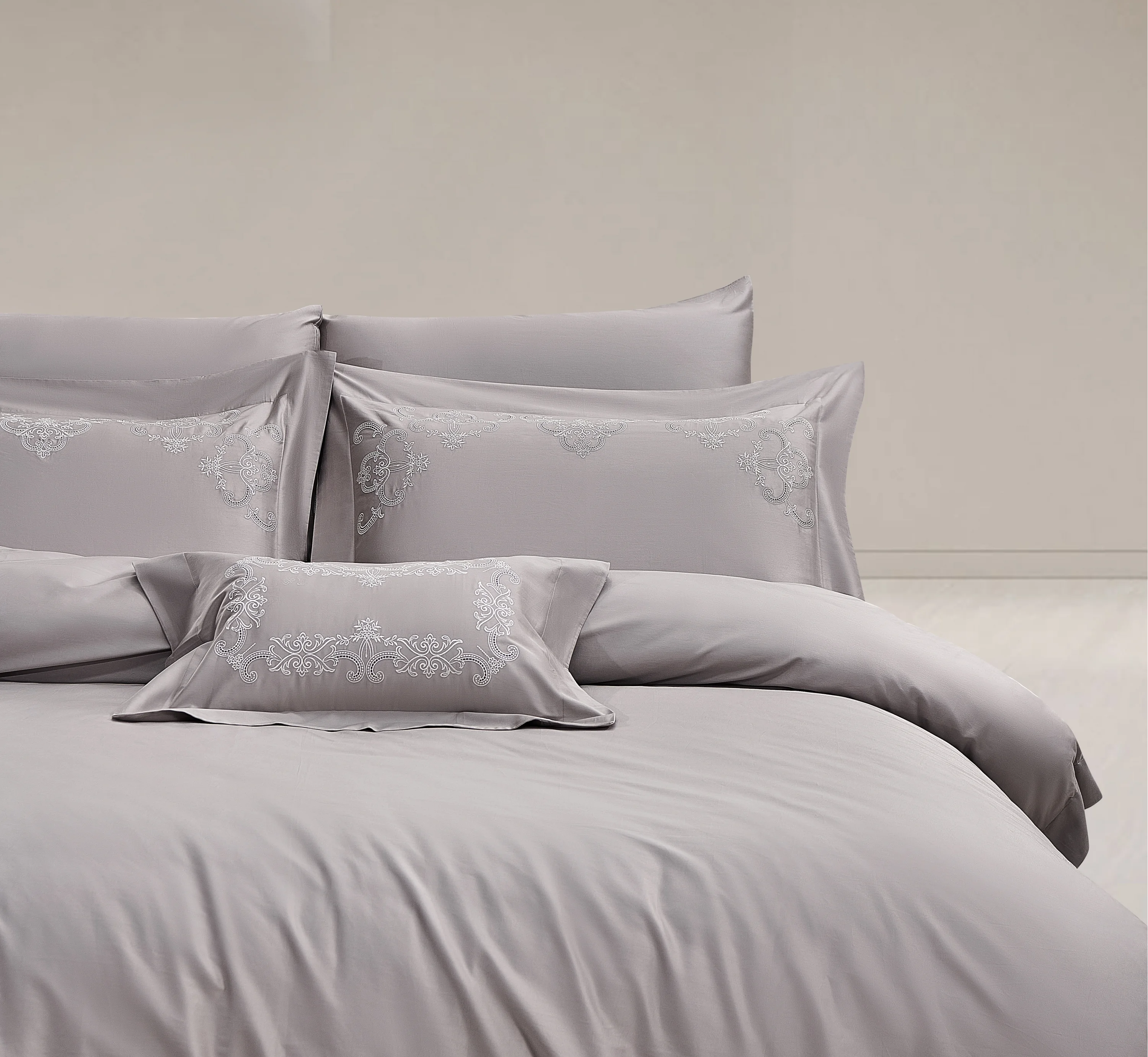 Zebra Casa Kelly 7 Parça Çift Kişilik Luxury Dantelli Nevresim Takımı-Grı 400Tc