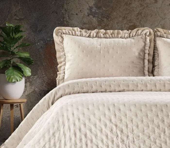 Zebra Casa Lima Çift Kişilik Yatak Örtüsü-Bej