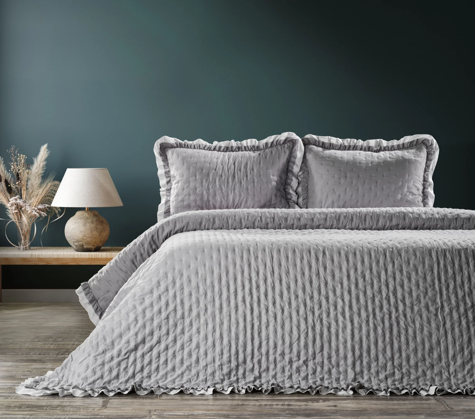 Zebra Casa Lima Çift Kişilik Yatak Örtüsü-Gri