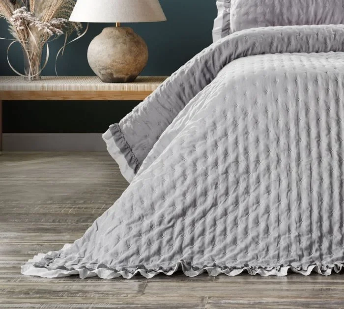 Zebra Casa Lima Çift Kişilik Yatak Örtüsü-Gri