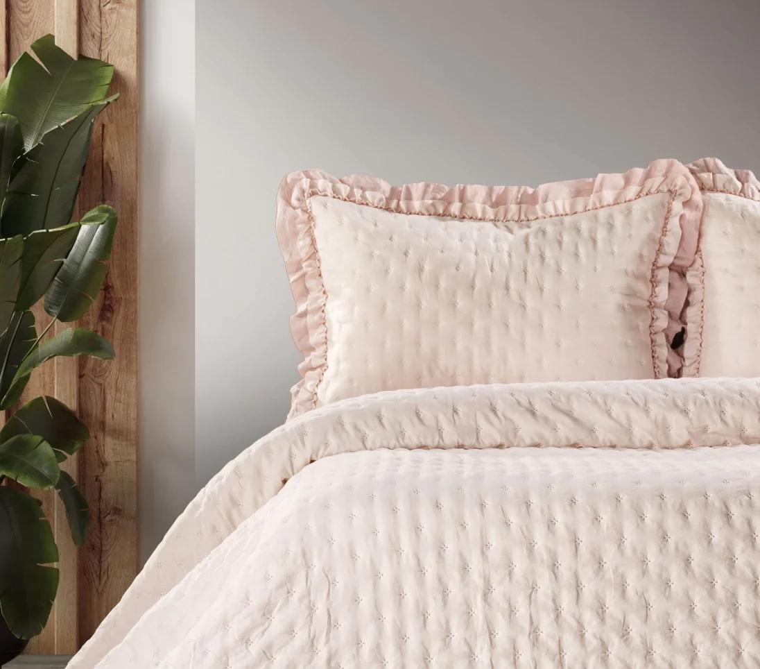 Zebra Casa Lima Çift Kişilik Yatak Örtüsü-Pudra