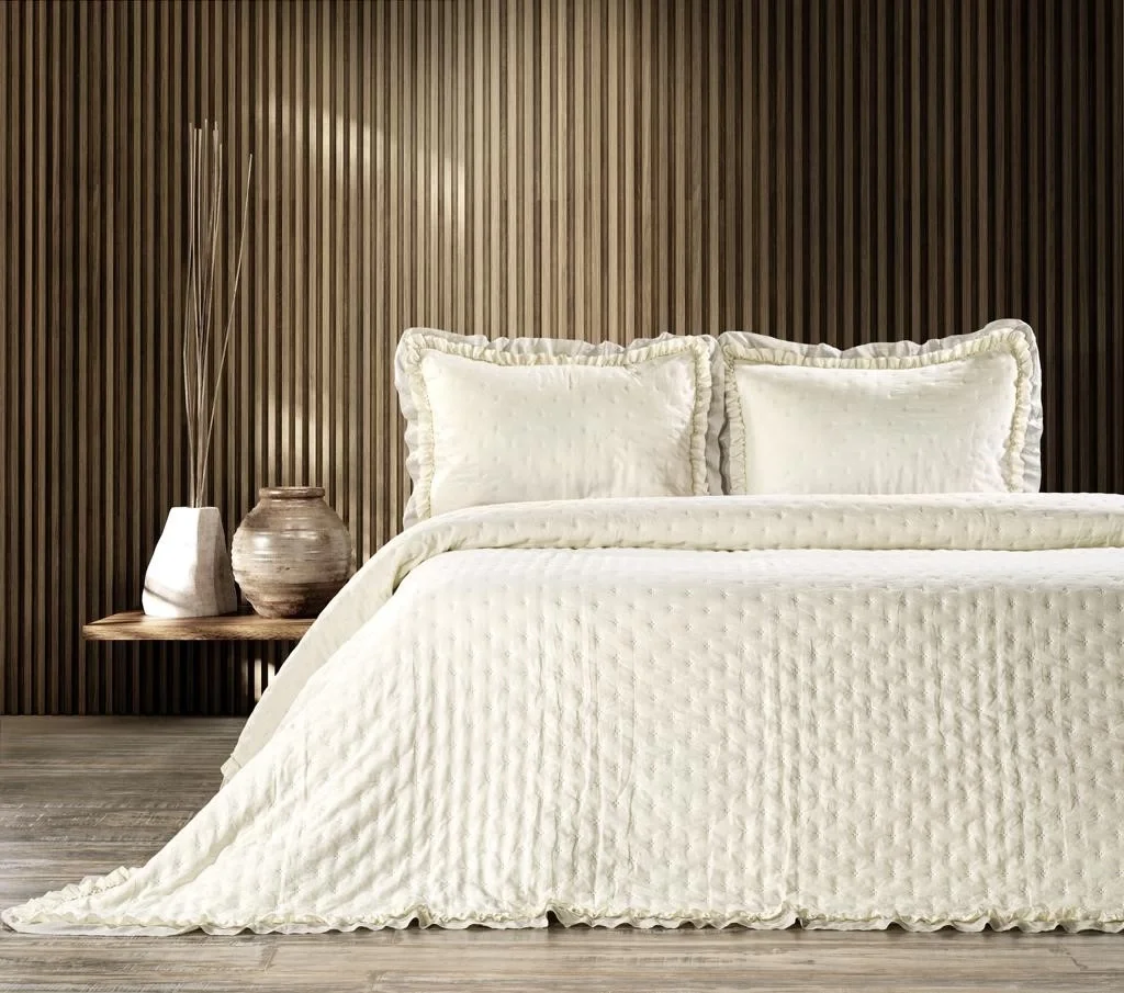 Zebra Casa Lima Çift Kişilik Yatak Örtüsü-Krem