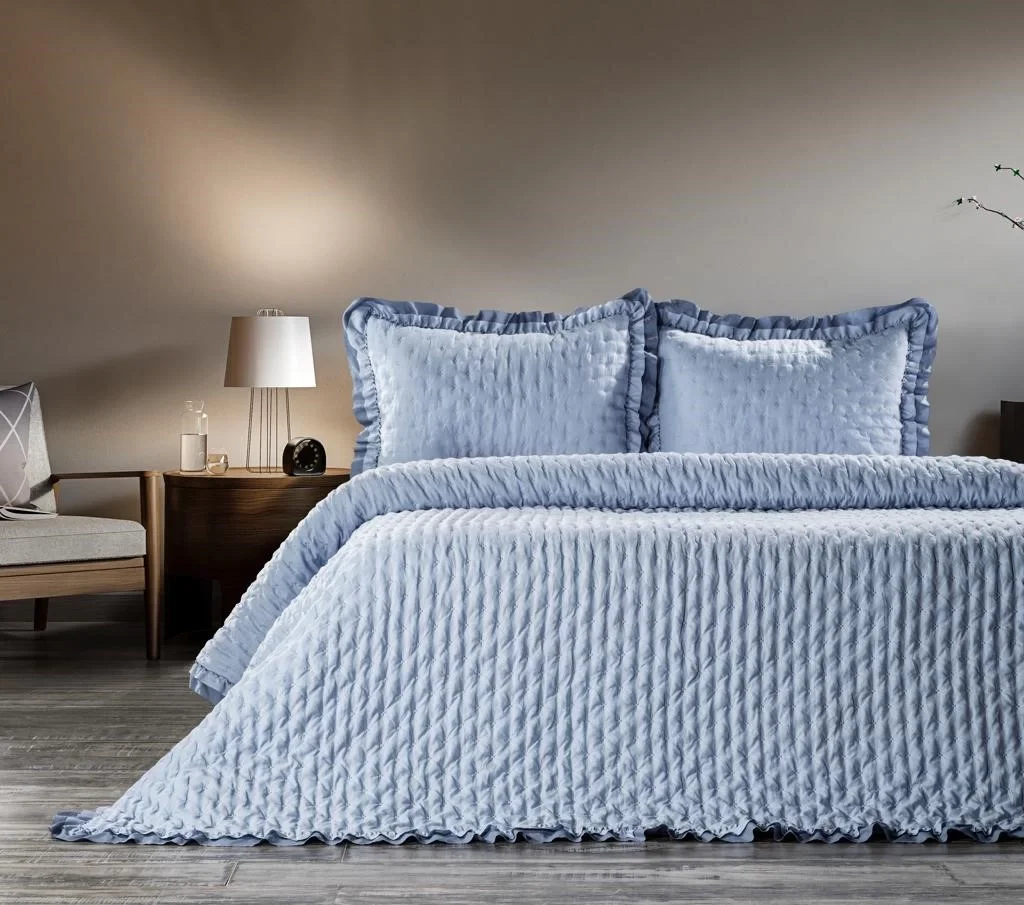 Zebra Casa Lima Tek  Kişilik Yatak Örtüsü-İndigo